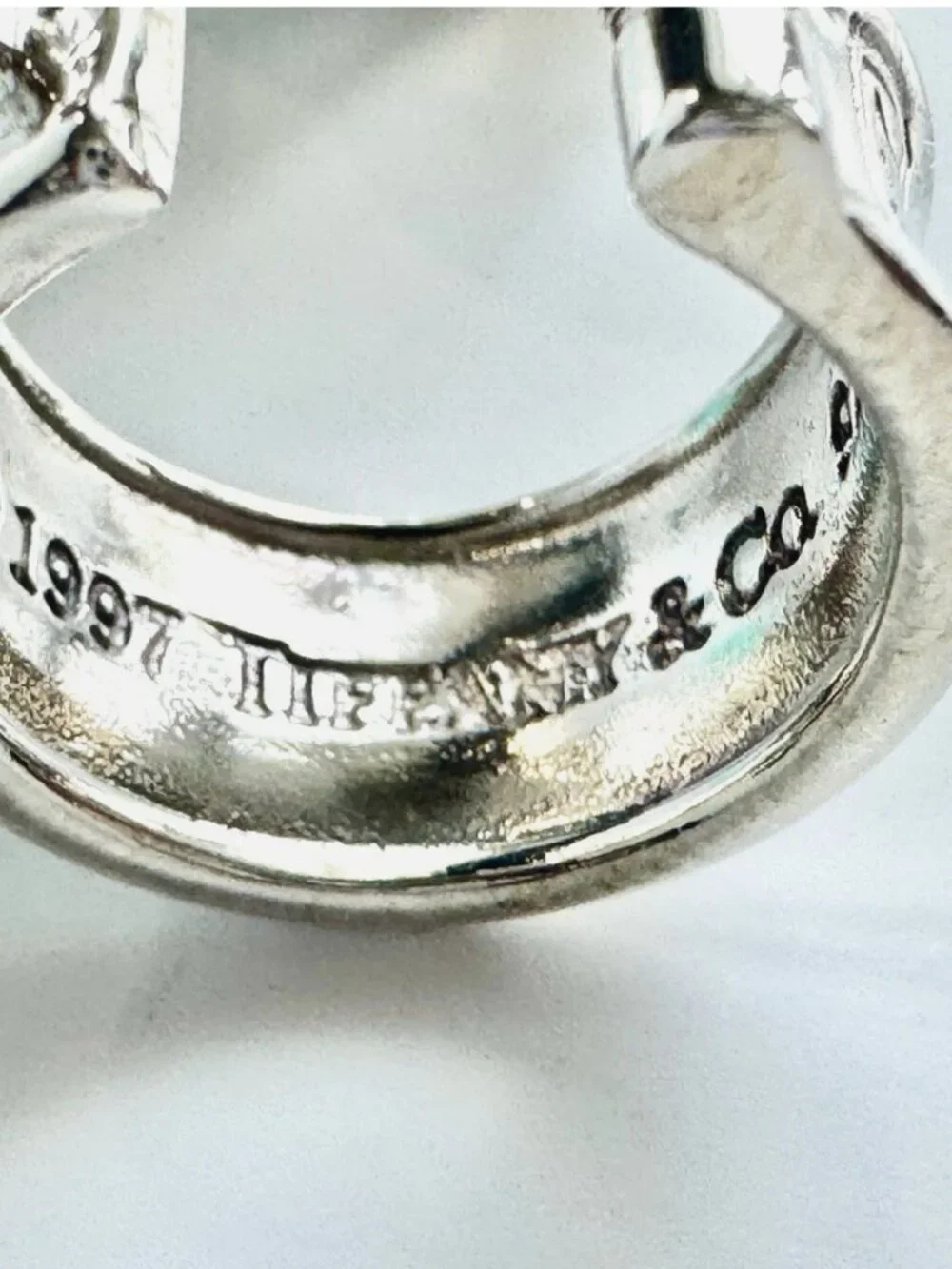Vintage Tiffany & Co 1837 Sterling Silver Hoop Earrings 925 © 1997 Wide Huggie